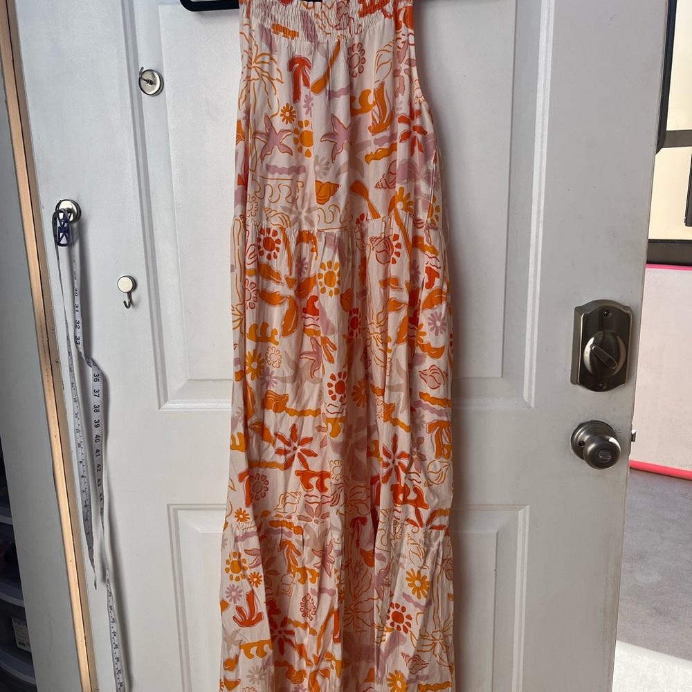 Label of Love Orange Seaside Print Maxi Dress Medium